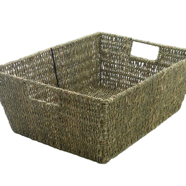 Seagrass weave basket | Strong metal frame | Natural crafts | Home decoration