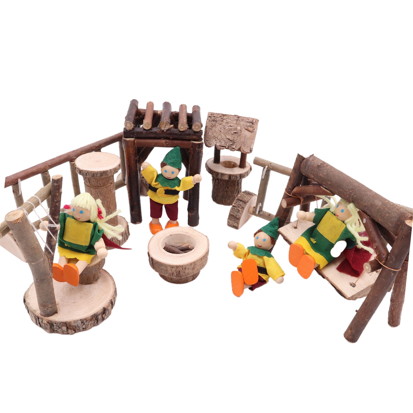 Miniature Rustic Wood Furniture 8pcs and Wood People for Etsy UK