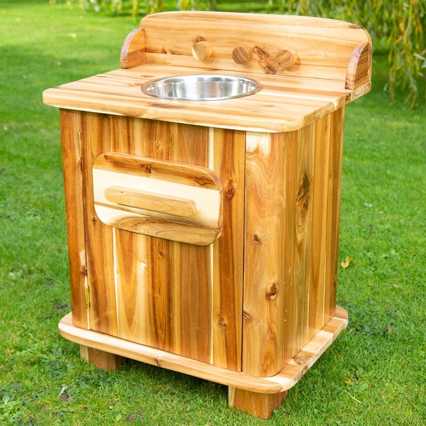 Craftplay Wooden play Sink with bowl - Outdoor/indoor use, Strong, treated Acacia wood
