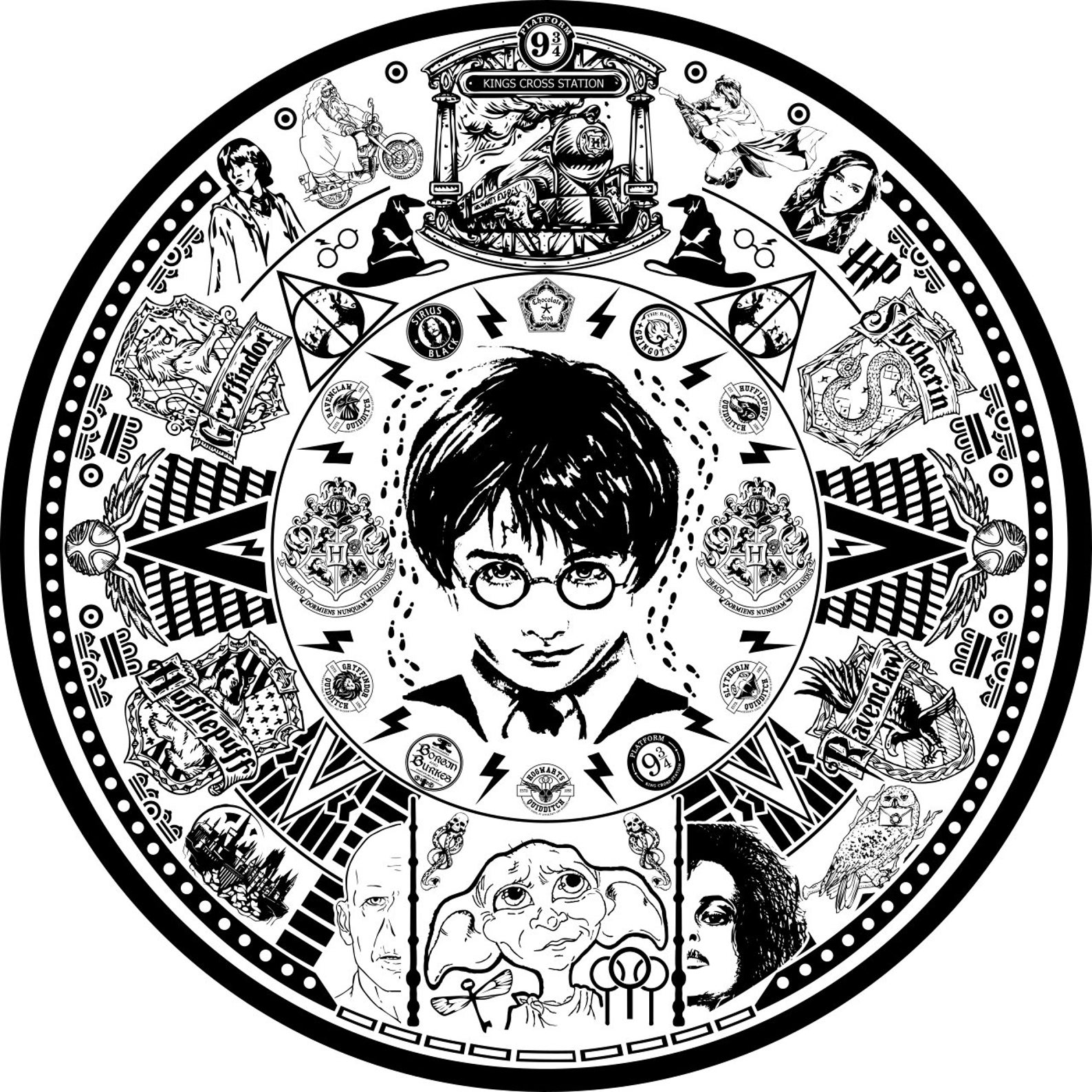 Harry Potter Aztec Calendar CNC Laser Design .DFX .SVG .Jpg Etsy