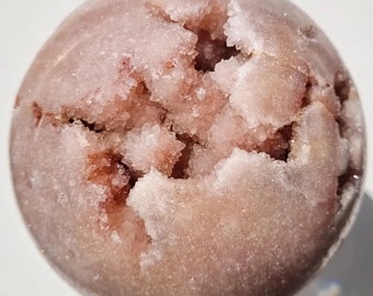 Brazilian Druzy Pink Amethyst Sphere with Rosette Formations