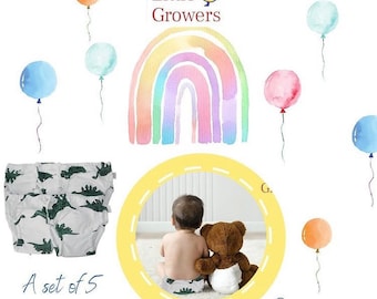 Pantalones reutilizables 100% algodón para ir al baño (Pack of 5)- Máxima comodidad