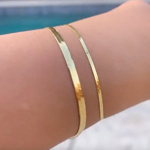 Solid 14K Gold ITALIAN Herringbone, 1.25mm - Spring Ring clasp, 2.5mm - Lobster Claw clasp, Stackable Herringbone, Solid Gold