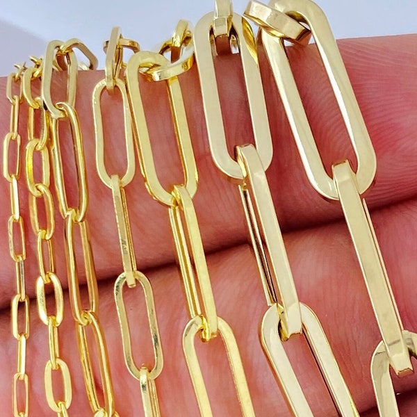 Collier chaîne en or massif 14 carats 1,5 mm 2,25 mm 3 mm 3,25 mm 4,5 mm 5,25 mm 6,25 mm, collier en or tendance, collier en or pour femme