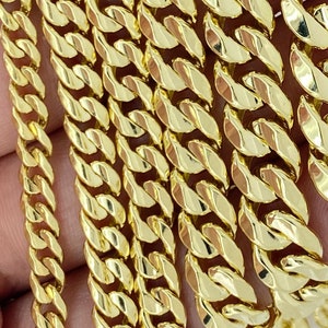 Collar de cadena cubana Miami de oro macizo de 14 quilates, cadena cubana Miami de oro macizo brillante de 14 quilates, cadena cubana Miami para hombre y mujer de 1,5 mm, 2 mm, 3 mm, 4 mm, 4,5 mm y 6 mm.