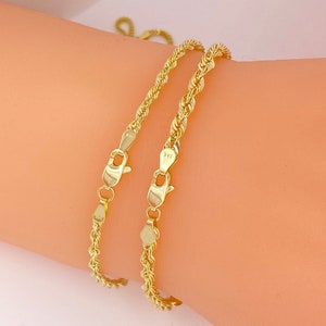 Solid 14K Gold Rope Bracelet, Ladies 14K Gold bracelet, Real 14K Solid Gold Bracelet, Rope Bracelet 14K