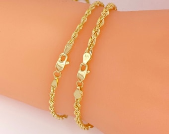 Solid 14K Gold Rope Bracelet, Ladies 14K Gold bracelet, Real 14K Solid Gold Bracelet, Rope Bracelet 14K