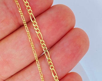 Solid 14K Gold ITALY Figaro Chain, 14K Gold Figaro Link Chain Necklace, 1.25mm 2.25mm Dainty Durable Figaro Link Chain, Ladies Gold Chain