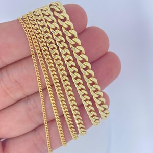 Solid 14K Gold Miami Cuban Chain Necklace, Solid Shiny 14KT Gold Miami Cuban Chain, Ladies Men Miami Cuban Chain 1.5mm 2mm 3mm 4mm 4.5mm 6mm