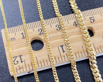 Solid 14K Gold Miami Cuban Chain, Heavy Solid Link, Rounded Tight Miami Cuban Curb Chain, 14K Gold 1.25mm 1.5mm 2mm 3mm 4mm