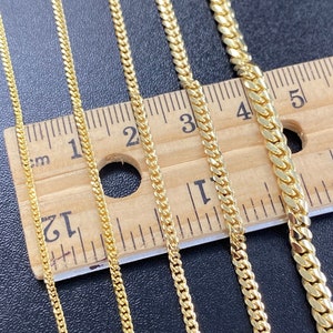 Solid 14K Gold Miami Cuban Chain, Heavy Fully Solid Link, Rounded Tight Miami Cuban Curb Chain, 14K Gold 1.25mm 1.5mm 2mm 3mm 4mm