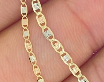 Solid 14K Gold Shiny Valentino Chain 1.5mm 2mm, Durable Strong Gold Chain for Pendants, Ladies tri tone gold chain, Ladies Rose Gold Chain
