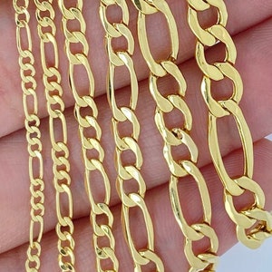 Solid 14K Gold Figaro Chain, Ladies Gold Chain, Mens Figaro 14k Chain, Figaro 14kt Chain, Real Gold Figaro Necklace