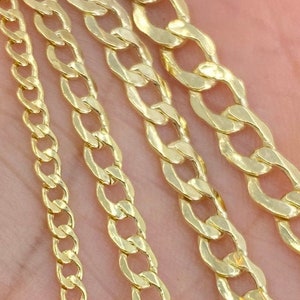 Solid 14K Gold Curb Chain Necklace, 2mm 2.5mm 3mm 3.5mm 4mm 5mm Curb Cuban Link, Real Gold Chain, Ladies Gold Chain, Man Gold Chain, 14kt