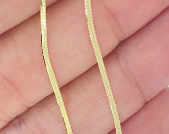 14k Solid Gold Chain ITALY Herringbone 1.25mm 2.5mm 3mm 4mm Solid Gold Chain, Ladies Gold Chain, Liquid Gold Chain. Snake Link 14K Gold