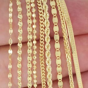 Solid 14K Gold Chains, TRENDY Stackable Gold Chains. 14K Gold Mirror Rope Herringbone Wheat Ball Curb Chain, Ladies Gold Chain, 14k Necklace image 1