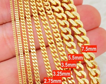 Solid 14K Gold Italian Curb Chain, 14K Heavy and Durable Curb Chain Necklace, Italy, Mens Ladies Curb Chain Necklace