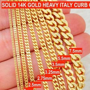 Solid 14K Gold Italian Curb Chain, 14K Heavy and Durable Curb Chain Necklace, Italy, Mens Ladies Curb Chain Necklace