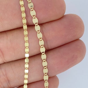 Solid 14K Gold Mirror Chain, ITALY 14K Gold Mirror Chain, Strong Dainty Stackable Layering Choker Gold Chain HIGH QUALITY, Ladies Gold Chain