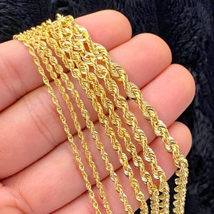 Solid 14K Gold Rope Chain, 14K Solid Gold Rope Necklace, Genuine Gold ...