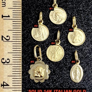 Massief 14K gouden heilige engel Jezus kleine medaillons, ITALIAANS, hoge kwaliteit 14K Sint-Christoffel, kleine Italiaanse religieuze bedels