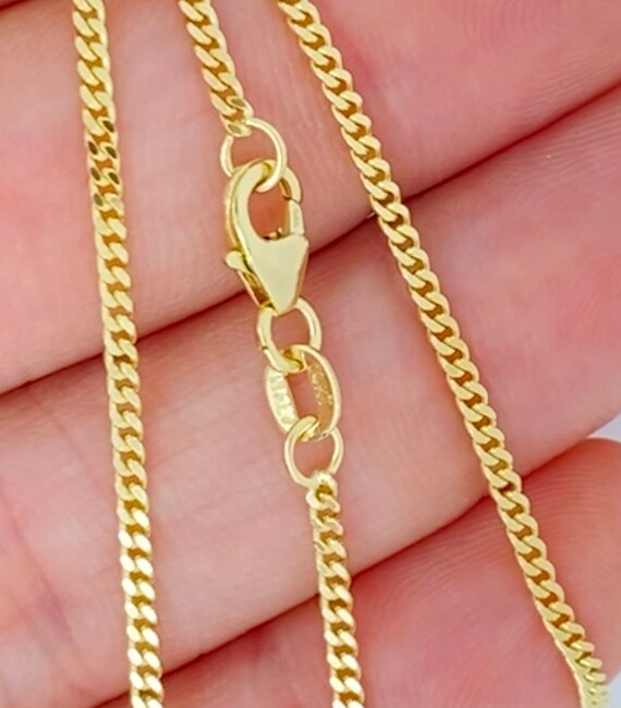 Nuragold 14k Yellow Gold 2.5mm Curb Link Chain – 16 Inch, Italian Made, Lobster Clasp