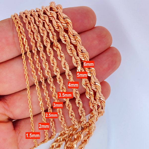 Solid 14K Rose Gold Rope Chain, Heavy Rope Chain Necklace, Strong Rose Gold Rope Necklace, Ladies Rose Gold Chain, Genuine 14K Rose Gold