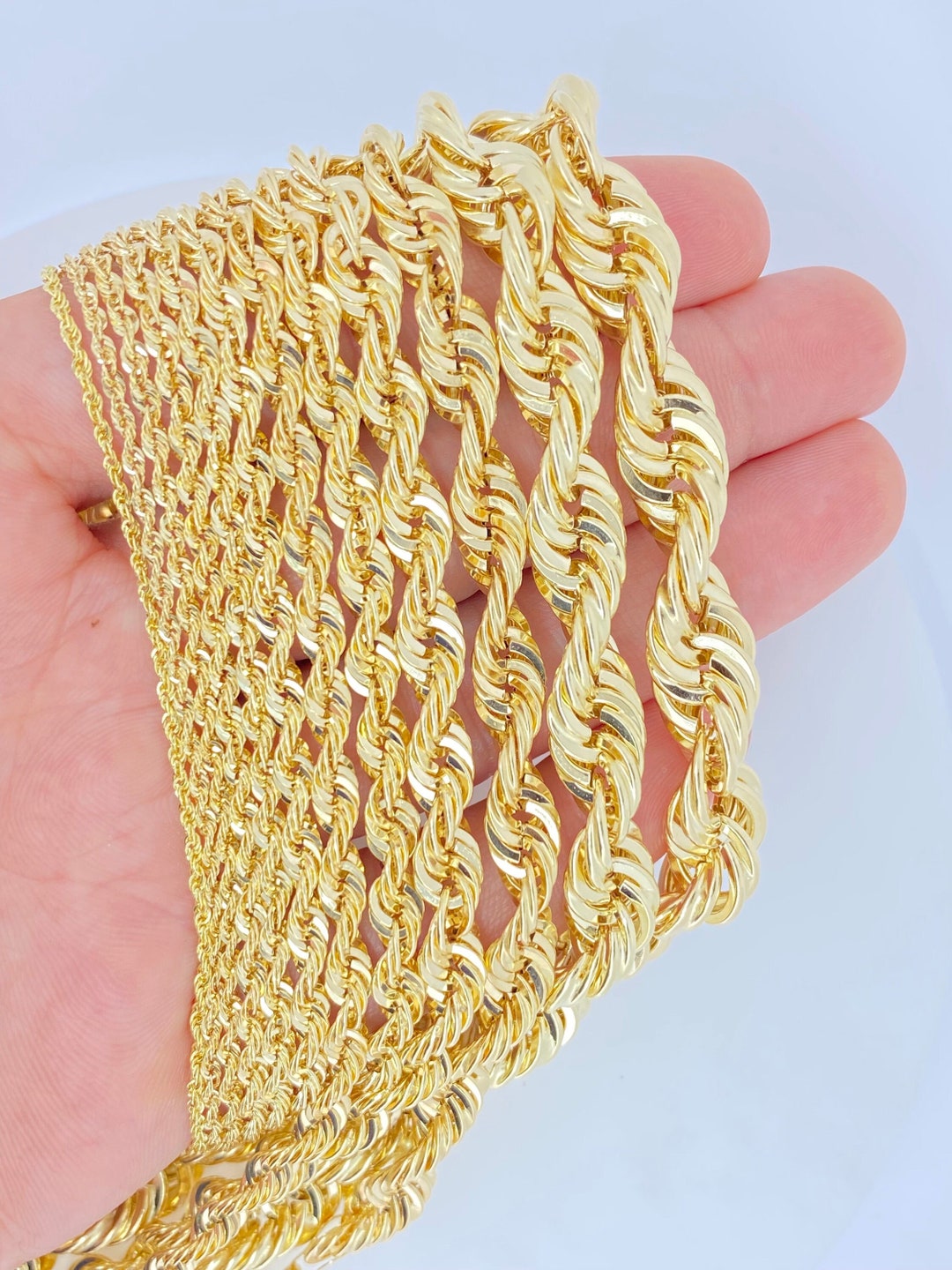 Solid 14K Gold Rope Chain, 14K Solid Gold Rope Necklace, 2mm 3mm 4mm
