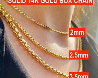 Stevige 14K gouden doos ketting, GOUDEN gelaagde doos ketting, 2 mm - 3,5 mm, sterke dames en heren 14K gouden doos ketting, TRENDING