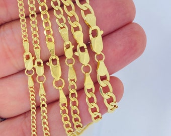 Solid 14K Gold Curb Chain Necklace, 2mm 3mm 4mm 5mm Curb Link,  Strong Ladies Gold Chain, Man Gold Chain