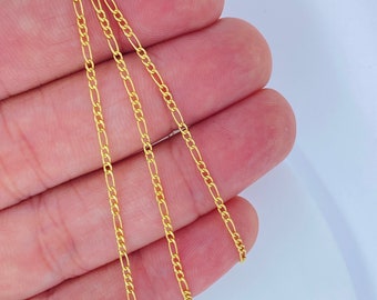 14Kt フィガロチェーン ソリッド14Kゴールドフィガロチェーンネックレス、4.5 mm 4.3 mm 4 mm