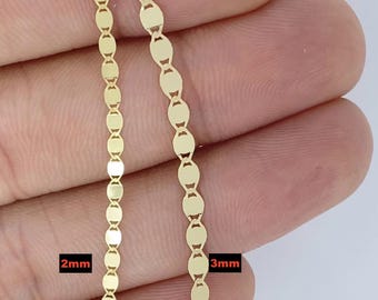 Solid 14K Gold Mirror Chain, 14K Gold Mirror Chain, Strong Dainty Stackable Layering Choker Gold Chain HIGH QUALITY, Ladies Gold Chain