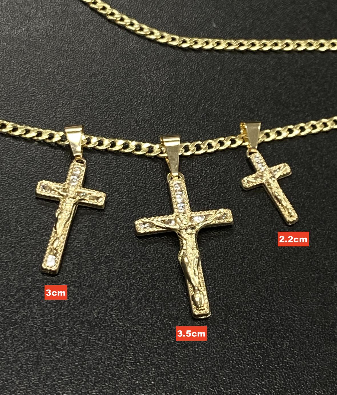 Collana Con Croce In Oro 14k Donna MONOZO - Ciondolo Semplice E Stratificato, Regalo Con Sacchetto In Velluto
