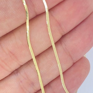 14k Solid Gold Chain ITALY Herringbone 1.2mm, Solid Gold Chain, Ladies Gold Chain, Liquid Gold Chain. Snake Link 14K Gold, Trending Chain