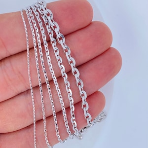 14k White Gold Diamond Cut Rolo Chain (1.10 mm)