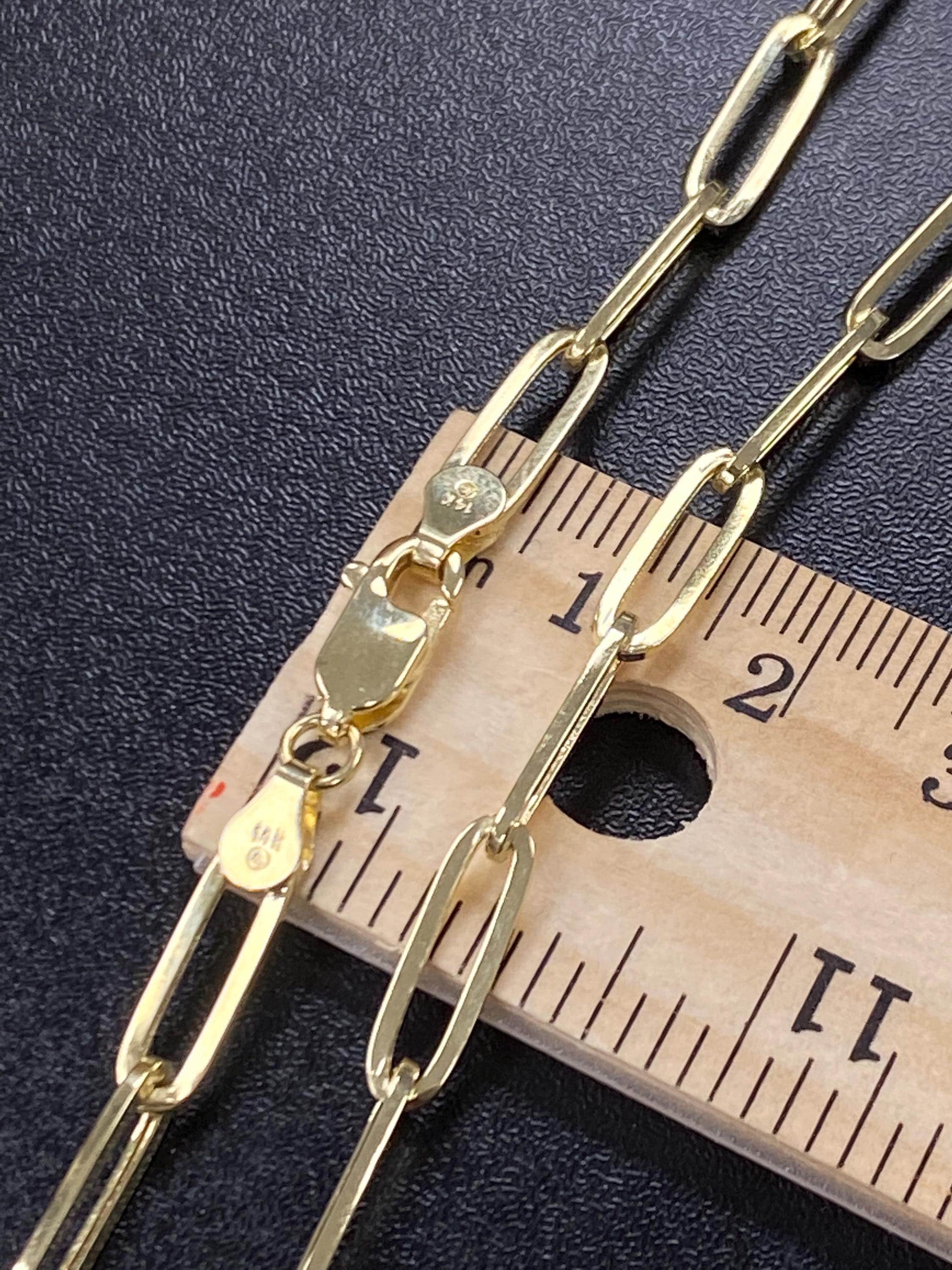 Solid 14K Gold Paperclip Chain 4mm, Ladies Gold Chain, Strong Paperclip Chain, Trending Gold Chain, Paperclip Necklace, Genuine Gold Chain