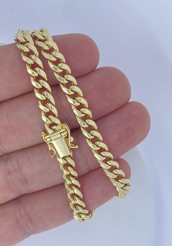 Collana Con Catena A Maglie Cubane Miami In Oro Giallo Bianco 14K - Foto 6