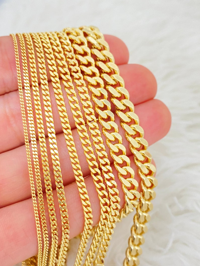 Italian Chain Collection Solid 14K Gold Italian Curb Chain, 14K Heavy and Durable Curb Chain ...