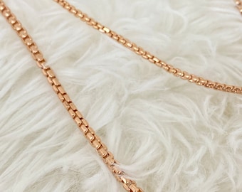 Buy Solid 14K Rose Gold Box Chain Necklace, ROSE GOLD Layering Box