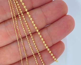 Solid 18K Ball Chain Necklace, Ladies ITALY Ball Chain Necklace