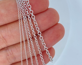 Solid 18K White Gold Plain Rolo Chain, Italy White Gold Rolo, Strong Rolo Chain, 1mm 1.25mm 1.5mm 2mm 2.25mm, Dainty and Shiny, Trending