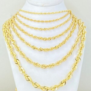 Solid 14K Gold Rope Chain, 14K Solid Gold Rope Necklace, Genuine Gold ...