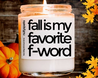 fall f-word soy candle, pumpkin pie scented candle, thanksgiving decor, fall decor, fall candle, autumn decor, pumpkin decor