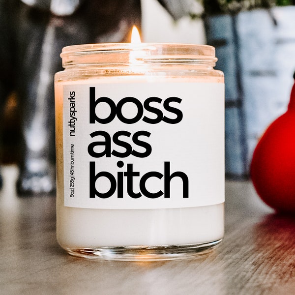 boss ass bitch scented soy candle, best friend gift, housewarming gift, closing gifts, new home gift, homeowner gift, funny rude gift