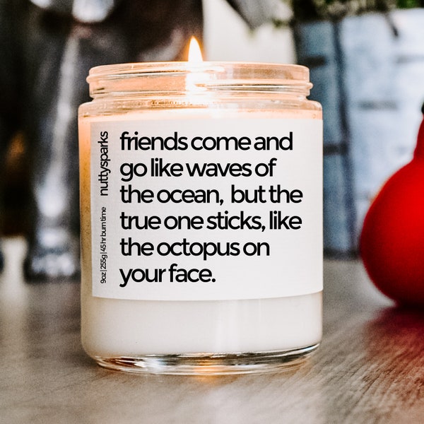 octopus friends scented soy candle, best friend gift, housewarming gift, closing gifts, new home gift, homeowner gift, funny rude gift