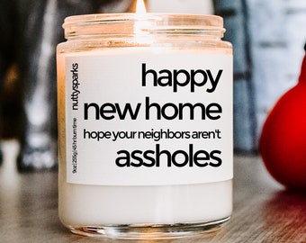 happy new home scented soy candle, best friend gift, housewarming gift, closing gifts, new home gift, homeowner gift, funny gift