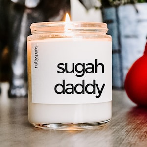 sugah daddy signature candle, gift for new homeowner, wedding gift, housewarming gift, self gift, candle for the home, house candle