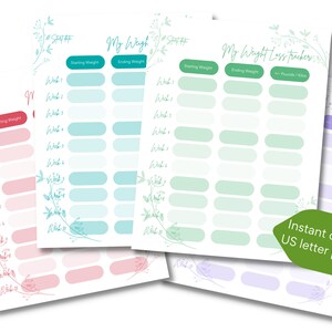 Printable Weight Loss Tracker, Weight Loss Chart, Weight Loss PDF, Diet planner, Diet Tracker, Weight loss planner