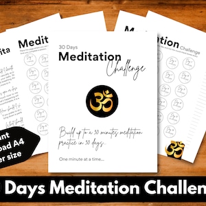 Meditation planner, Spiritual bundle, Mindfulness planner, Wellness planner, Meditation how to, Meditation guidelines journal, 30 Days, A4