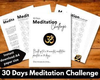 Meditation planner, Spiritual bundle, Mindfulness planner, Wellness planner, Meditation how to, Meditation guidelines journal, 30 Days, A4